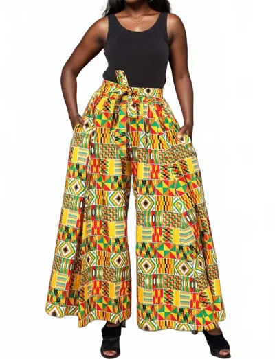 Kara Chic African Print Wide Leg Pants In Multi Yellow
