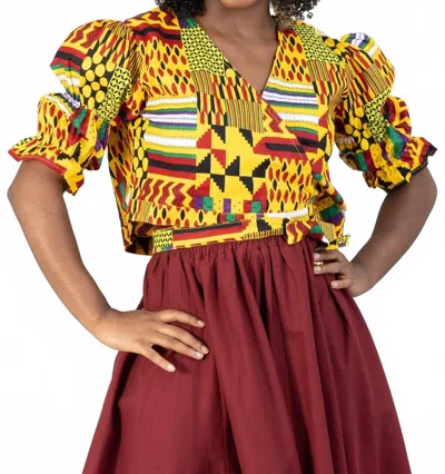 Kara Chic African Print Wrap Top In Multi In Yellow
