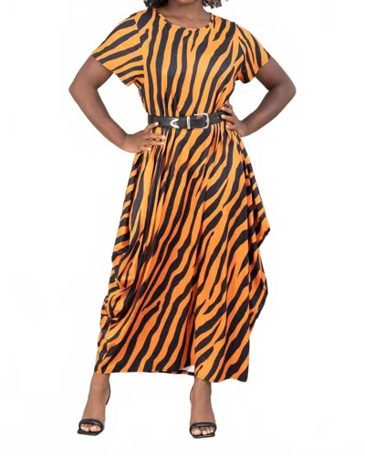 Kara Chic Animal Print Dress In Orange/ Black