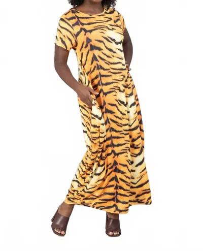 Kara Chic Animal Print Maxi Dress In Black/orange In Multi