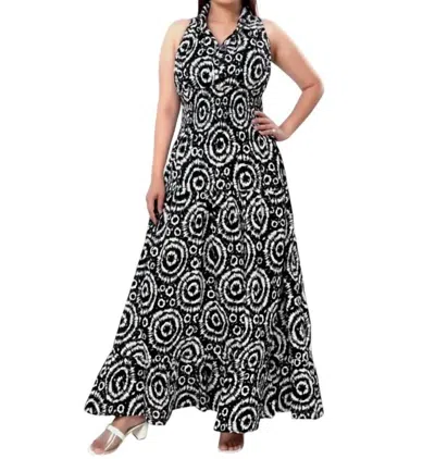 Kara Chic Long Smocked Dress In Black In Multi