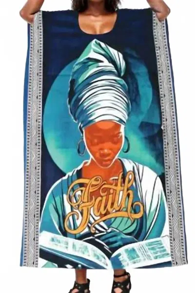 Kara Chic Maxi Kaftan Dress In Blue Face