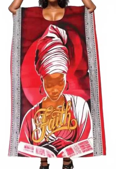 Kara Chic Multi Print Kaftan Dress In Red Face