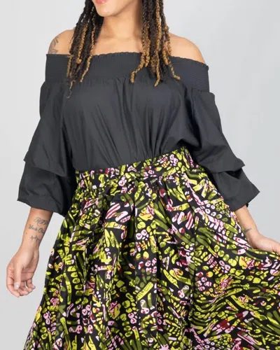 Kara Chic Off-shoulder Top In Black In Grey
