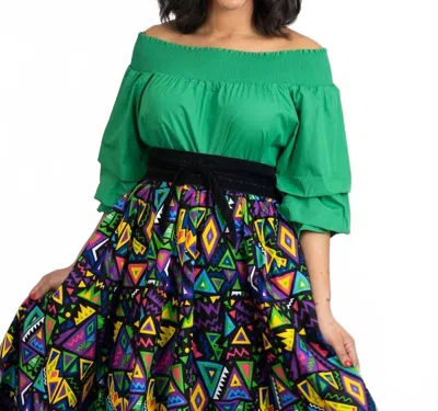 Kara Chic Radiant Off Shoulder Top In Olive In Multi