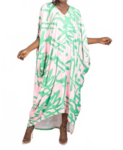 Kara Chic Royal Flow Kaftan Dress In Pink/green