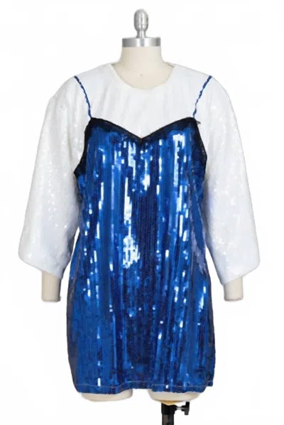 Kara Chic Women's Luxe Glow Allover Sequin Tunic Top In Blue