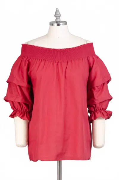 Kara Chic Women's Off Shoulder Top In Burgandy In Pink