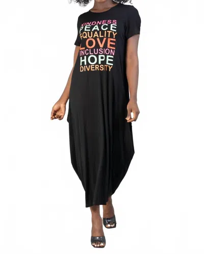 Kara Chic Words Maxi Length Elegance Dress In Black Multi
