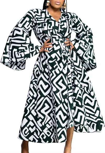 Kara Chic Wrap Maxi Dress In White/ Black