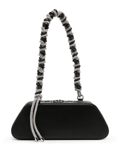 Kara Crystal-embellished Shoulder Bag In Black
