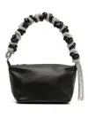 Kara Embellished Handle Structured Leather Clutch In Black