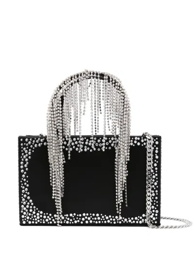 Kara Crystal-fringe Tote Bag In Black