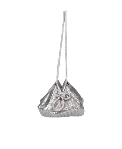 Kara Crystal Knot Shoulder Bag In Gray