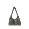 Kara Crystal Mesh Rhinestone Beaded Shoulder Bag In Black