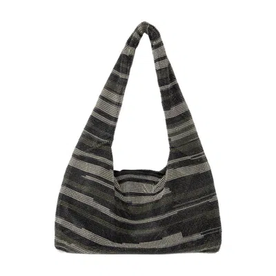 Kara Crystal Mesh Armpit Hobo Bag In Black