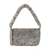 Kara Structured Rhinestone Shoulder Bag With Woven Jewel Handle In Gray