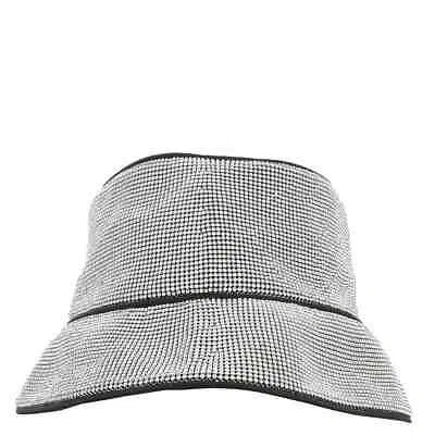 Pre-owned Kara Crystal Mesh Embroidered Bucket Hat In White