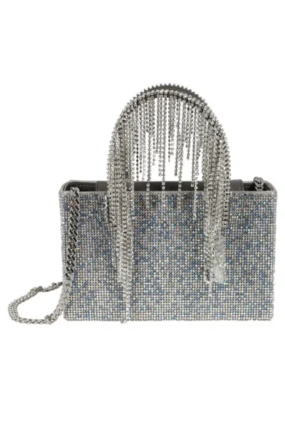 Kara Crystal Mesh Midi Tote In Blue