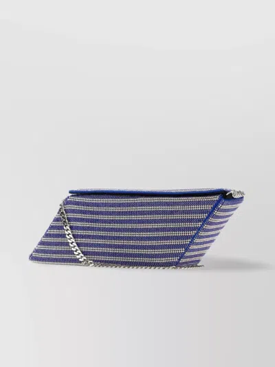 KARA CRYSTAL MESH PARALLELOGRAM RHINESTONE STRIPE FOLDOVER CLUTCH