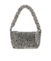 Kara Structured Rhinestone Shoulder Bag With Woven Jewel Handle In Gray