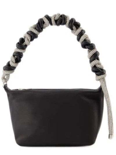 Kara Crystal Phone Cord Hobo Bag  - Black - Leather