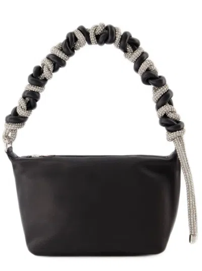 KARA KARA CRYSTAL PHONE CORD HOBO BAG - BLACK - LEATHER