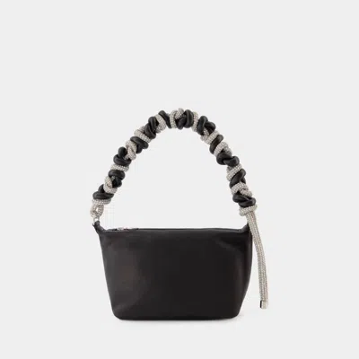 Kara Crystal Phone Cord Hobo Bag In Black