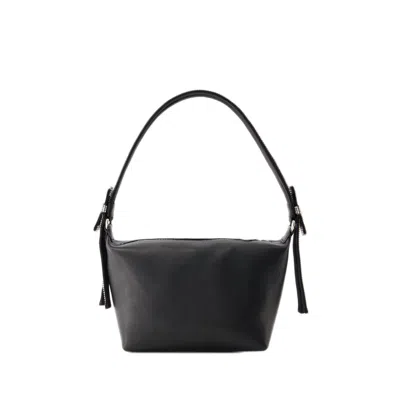 KARA KARA DOUBLE BOW POUCH - LEATHER - BLACK