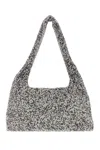Kara Crystal Mesh Rhinestone Beaded Shoulder Bag In Black Pixel
