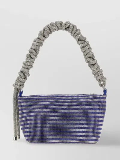 Kara Gemstone Striped Shoulder Bag In Metallic