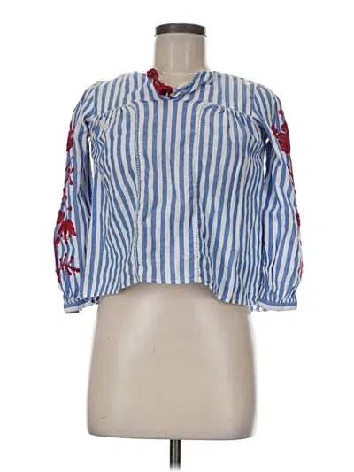 Pre-owned Kara Girl 3/4 Sleeve Button Down Shirt In Blue