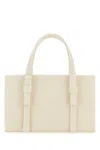 Kara Canvas Tote With Double Handles And Metal Chain Detail In White