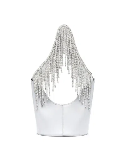 KARA CRYSTAL FRINGE BEAN SHOULDER BAG,HB324A.0958 MOON GREY