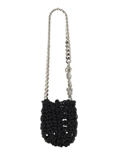 Kara Knot Nylon Shoulder Bag In Black