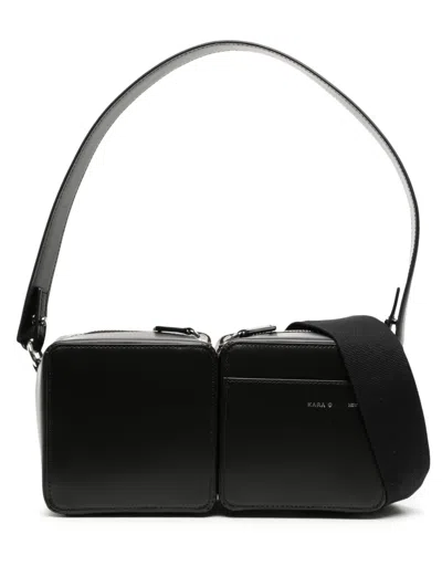 Kara Leather Shoulder Bag In Black