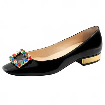 Kara Mac Shoes Women's Ballet Flat Sandal In Elizabeth Clip And Gold Heel In Black