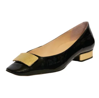 Kara Mac Shoes Women's Ballet Flat Sandal In Gold Vivian And Heel In Black