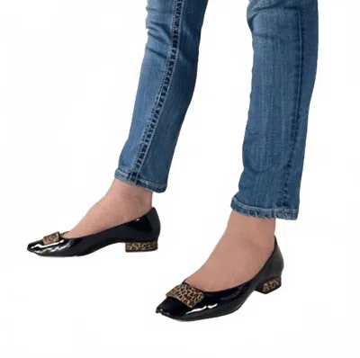 Kara Mac Shoes Women's Ballet Flat Sandal In Leopard Vivian Clip And Heel In Black
