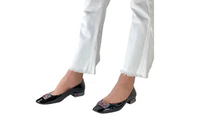 Kara Mac Shoes Women Convertible Ballet Flat - Daisy Vivian Heel In Black Patent Leather In Multi