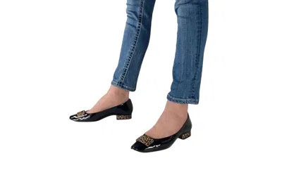 Kara Mac Shoes Women Convertible Ballet Flat - Leopard Vivian Heel In Black Patent Leather In Multi