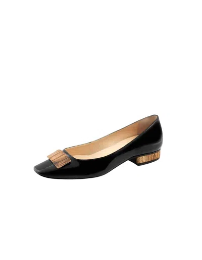 Kara Mac Shoes Women Convertible Ballet Flat - Tree Bark Vivian Heel In Black Patent Leather