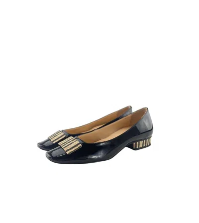 Kara Mac Shoes Women Convertible Ballet Flat - Zebra Vivian Heel In Black Patent Leather