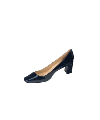 Kara Mac Shoes Women Perfect Pump - Black Basic Heel In Black Patent Leather In Blue