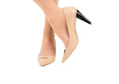 Kara Mac Shoes Women Prima Pump - Black Heel In Nude Patent Leather