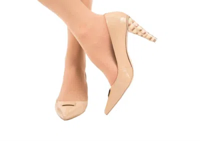 Kara Mac Shoes Women Prima Pump - Natural Croc Heel In Nude Patent Leather In Multi