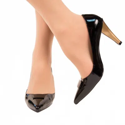 Kara Mac Shoes Women's Prima Pump Sandal In Black W Gold Heel In Brown