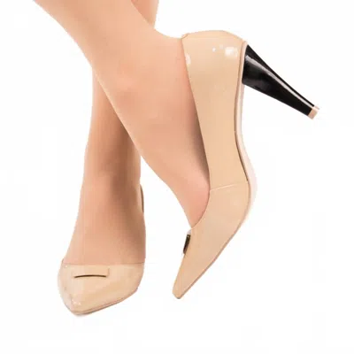 Kara Mac Shoes Women's Prima Pump Sandal In Nude W Black Heel In Neutral