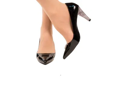 Kara Mac Shoes Women Prima Pump - Silver Mesh Heel In Black Patent Leather