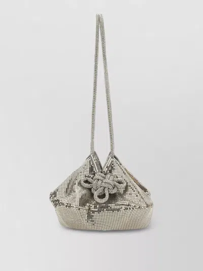Kara Metallic Bucket Shoulder Bag Long Strap In Blue
